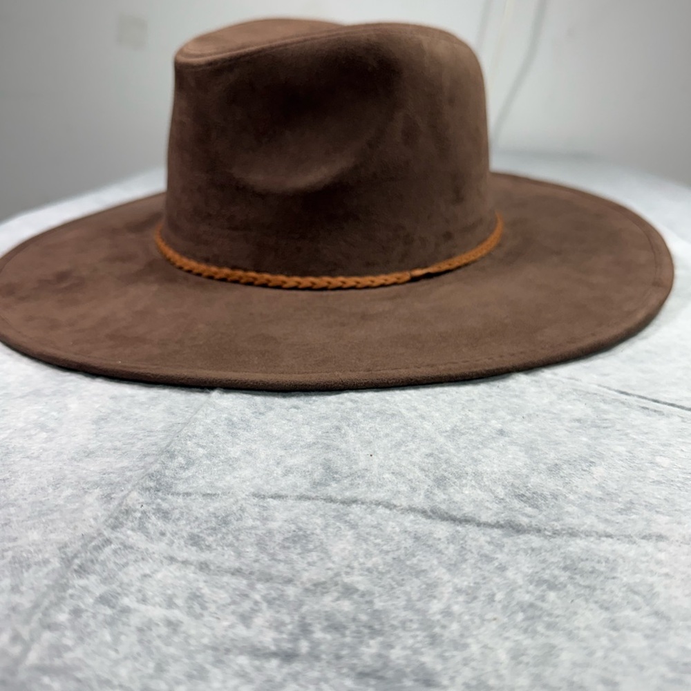 Brown Suede Unisex Fedora Hat